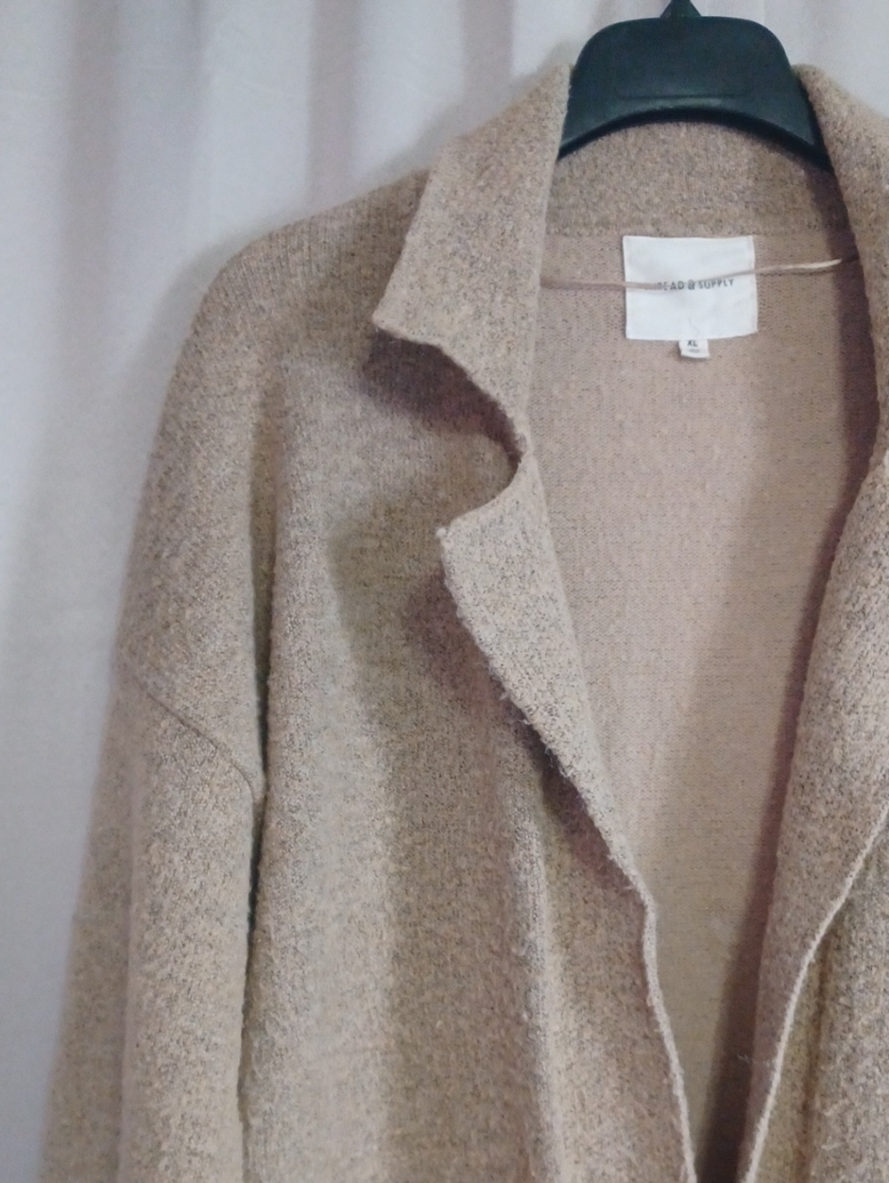 Thread & Supply Vita Oatmeal Boucle Open Front Cardigan Jacket Size XL Coatigan - Picture 4 of 15